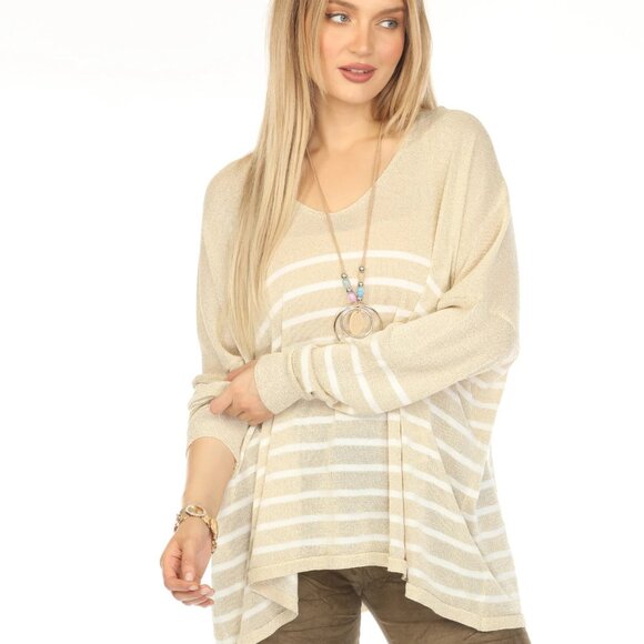 Gold horizontal strips Shiny Top - Picture 3 of 11